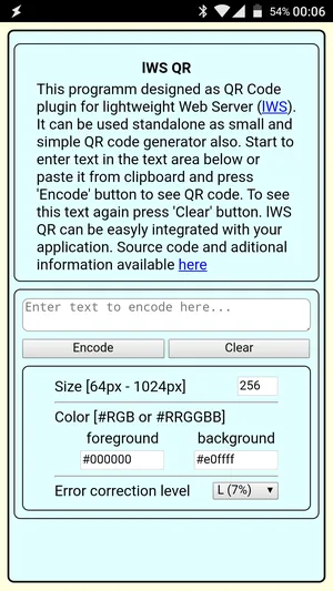 lWSQR lightweight Web Server QR code